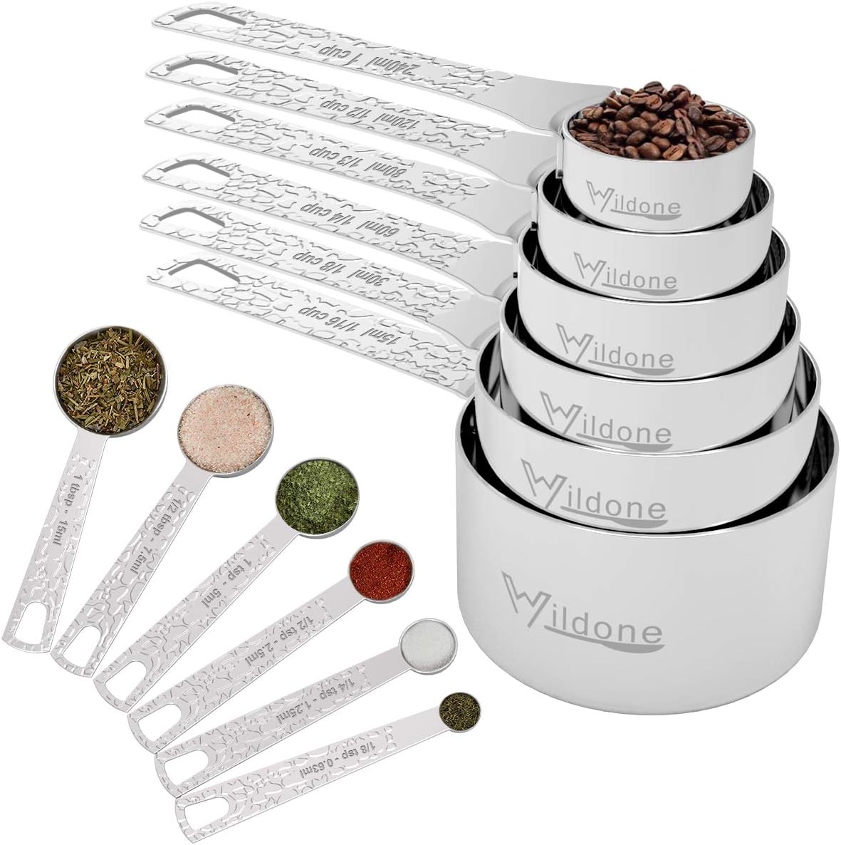 Wildone Measuring Cups and Spoons Stainless Steel 12