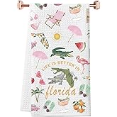 WCGXKO Florida Gifts for Women Life is Better in Florida Kitchen Towel Florida State Gift Tea Towel (Florida Towel)