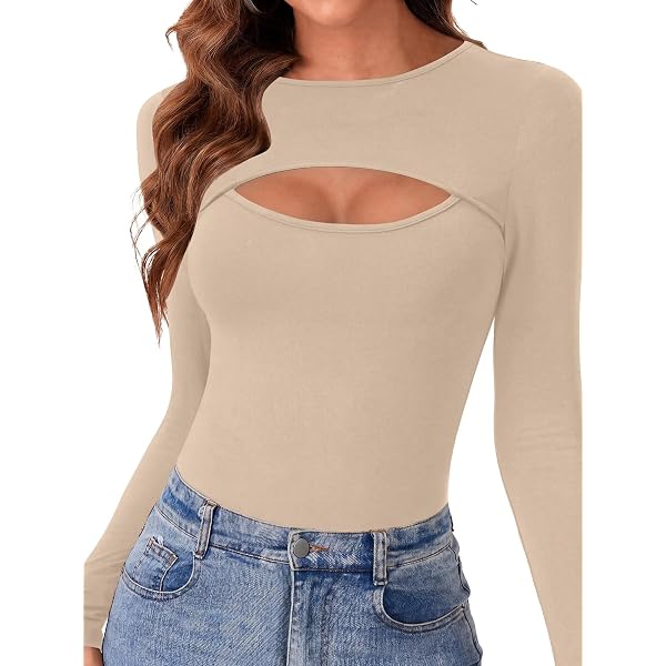 Ctreela Women's Slim Fit Turtleneck Sweater Sexy Cut Out Front