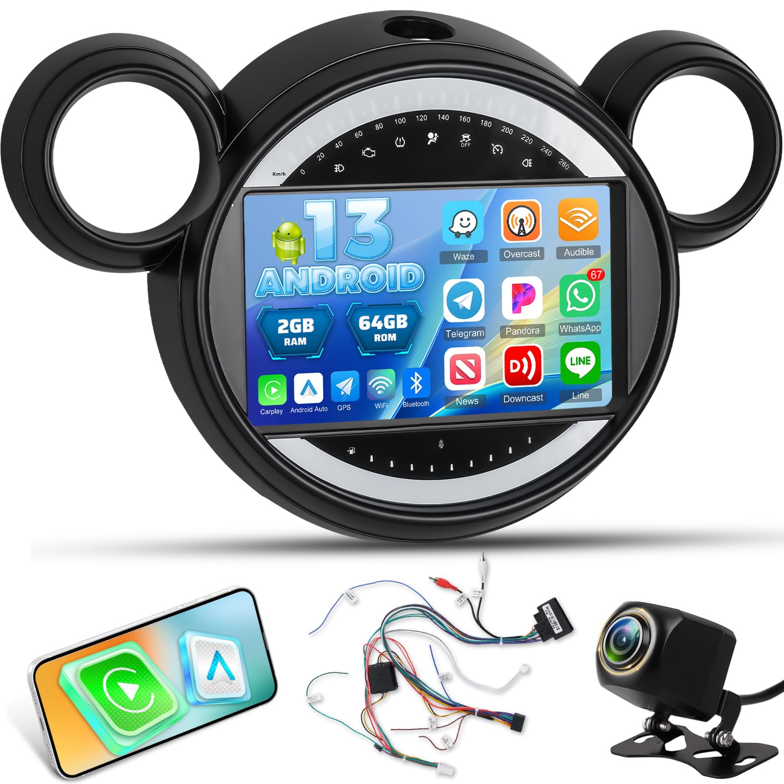 Photo 1 of Upgrade 2G+64G Car Stereo for BMW Mini Cooper Countryman R60 2011-2016/R61 Paceman 2013-2016 with Wireless Carplay/Android Auto - 9 Inch Android Touchscreen Radio with WiFi, GPS, EQ, SWC, KPH/MPH