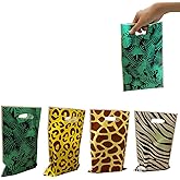 40Pcs Animal Print Party Bags Zoo Print Goody Candy Treat Bags Jungle Safari theme Plastic Gifts Bags Party Favor Supplies for Birthday Decoration