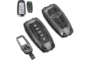 MOCHENT Mech Style Heavy Metal Key Fob Cover for Ford F150 Explorer Fusion Escape Edge Expedition F250 F350 F450 F550 Bronco Maverick Mustang, Zinc Alloy Key Case Protector, 3/4/5 Buttons, Gunmetal
