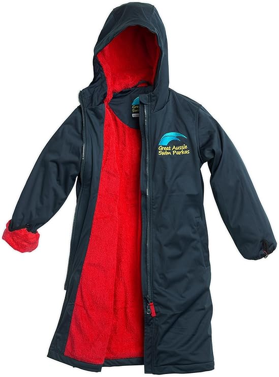 Great Aussie Swim Parkas / Swim Jacket (Youth 10, Navy/Red) Clothing