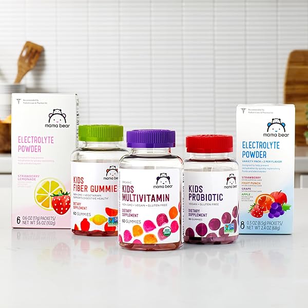 AMAZON BRAND – MAMA BEAR ORGANIC KIDS MULTIVITAMIN GUMMIES, BERRY, CHERRY & ORANGE, 60 COUNT, 1 MONTH SUPPLY (PACKAGING MAY VARY)