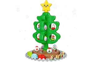 maysida Baby First Mini Christmas Tree for Kids, Learning Toys Colorful Plastic Finger Puppets Snowman/Elk/Santa Tumblers for Toddlers, New Xmas Gifts for Girls Boys, Christmas Decorations Indoor