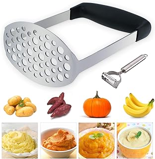 TedGem Kartoffelstampfer Edelstahl Kartoffel Stampfer,Kartoffelpresse für cremiges Kartoffelpüree, Kartoffelbrei, Gemüse und Früchte - mit Geschenk Schäler