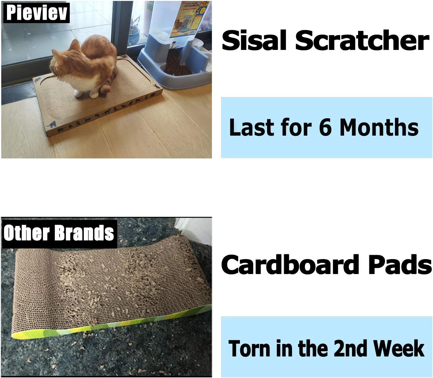 Pieviev Premium Cat Scratcher Cat Toys Sisal Cat Scratching Pad Extra Large No More Torn Cardborad Scattering Anti-Slip Backing & Catnip (1-Pack) : Pet Supplies