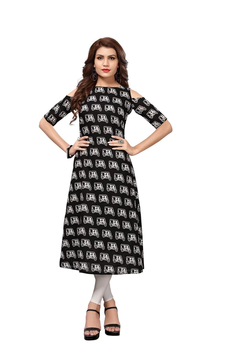 royal export women's black cotton printed dress