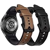 ViCRiOR No Gaps Band Compatible with Samsung Galaxy Watch 6/5/ 4 40mm 44mm, Genuine Leather with Silicone Replacement Bracelet Bands Strap for Galaxy Watch 5 Pro/Watch 6 43mm 47mm/4 Classic 42mm 46mm