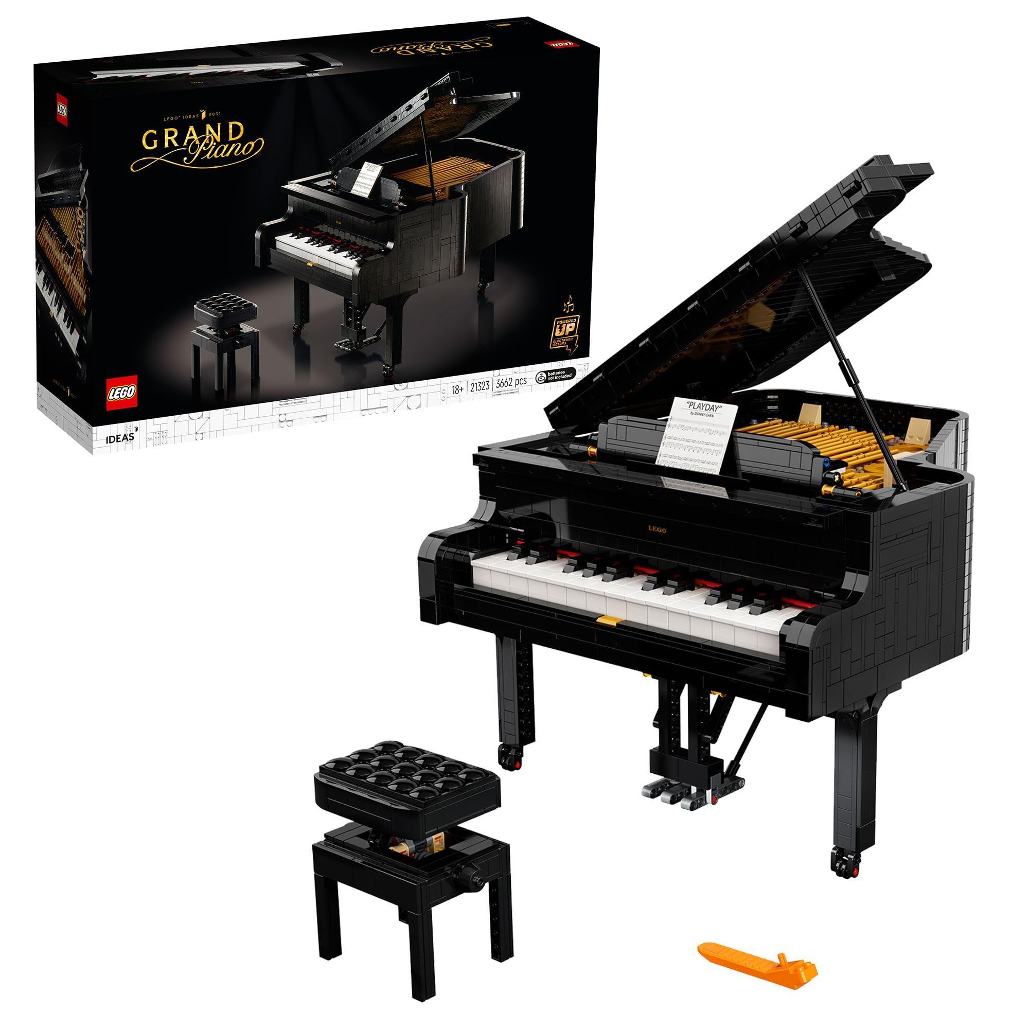 LEGO Ideas Grand Piano Building Set for Adults - Collectible DIY Home Décor Model Kit w/Motor and Power Functions - Creative Gift Idea for Music Lovers - 21323