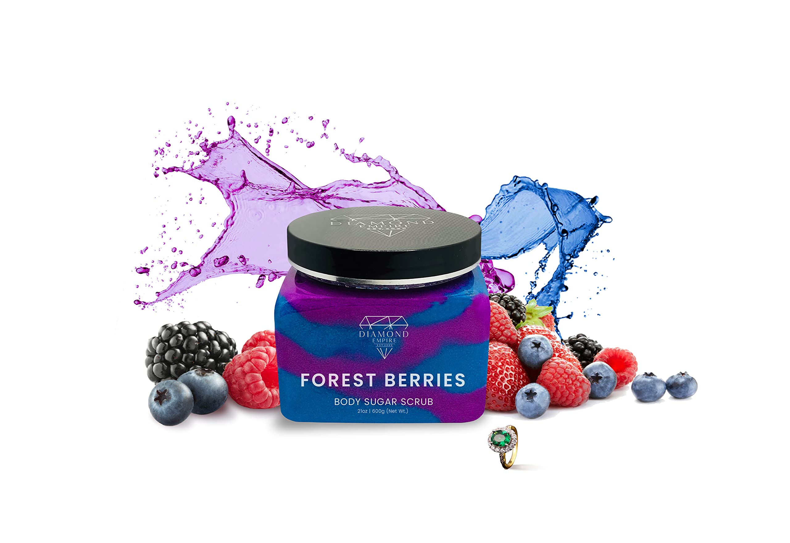 Diamond Empire Organic Forest Berries Body Sugar Scrub with Surprise Jewellery Inside (Surprise Jewelry Valued up to £2,500) (Earings)