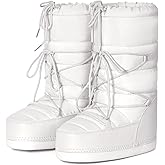QLR Womens Winter Snow Boots Mid Calf Anti-Slip Boots with Warm Lining Lace-up Outdoor Shoes