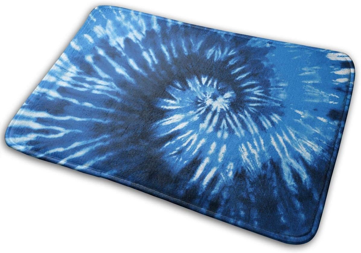 Blue Tie Dye Non Slip Door Mats Entrance Front Door Rug Shoes Mat Machine Washable Carpet 60 x 40 cm/24 x 16 Inch
