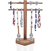 Eorakla NEW Wooden Baseball & Softball Championship Ring Holder with Drip Necklace Display – Sports Organizer Baseball Gifts for Jewelry & Awards(NO TEXT)