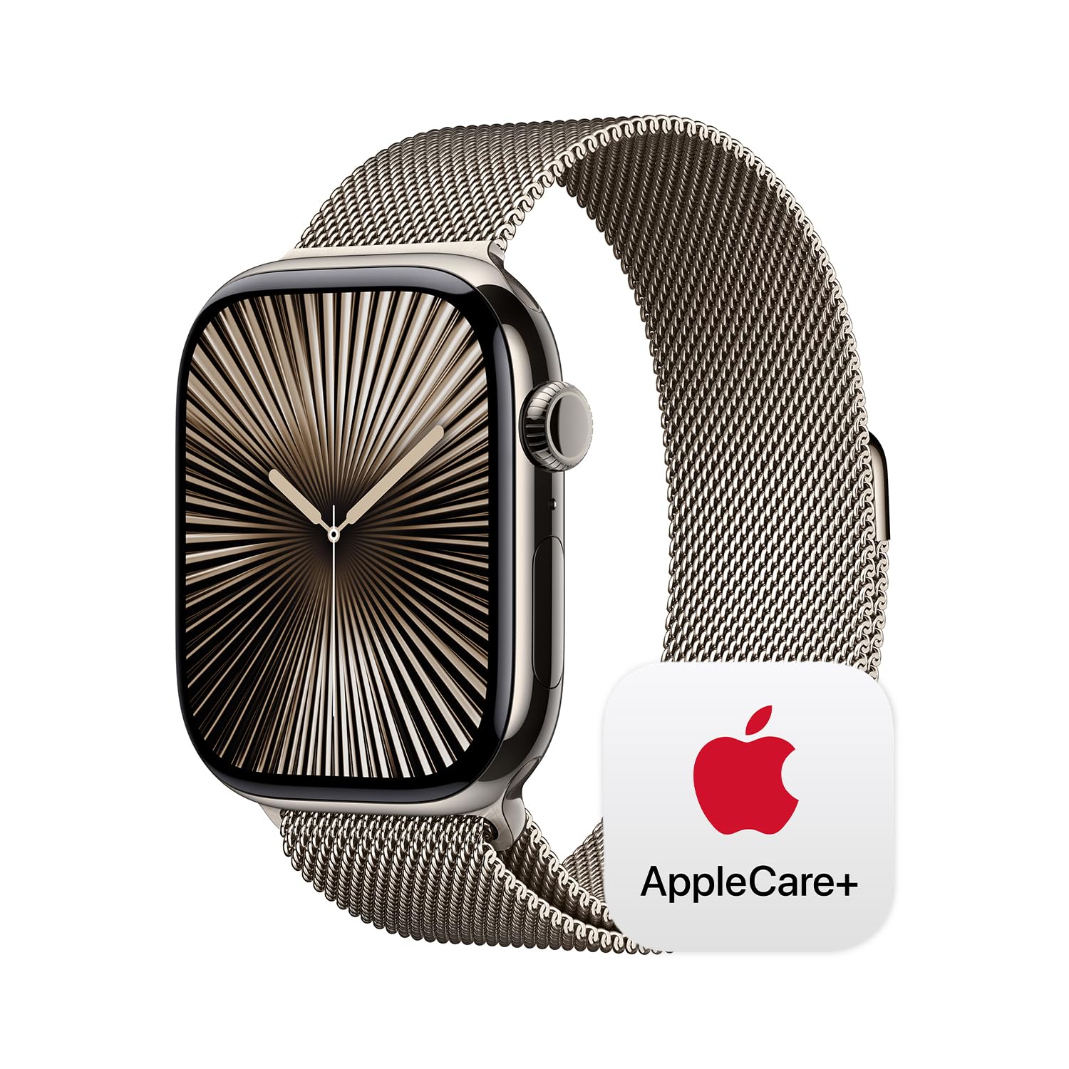 Apple Watch Series 10 [GPS + Cellular 46mm] with Natural Titanium Case with Natural Milanese Loop - M/L. Fitness Tracker, ECG App, Always-On Retina Display, Carbon Neutral with AppleCare+ (2 Years) Image