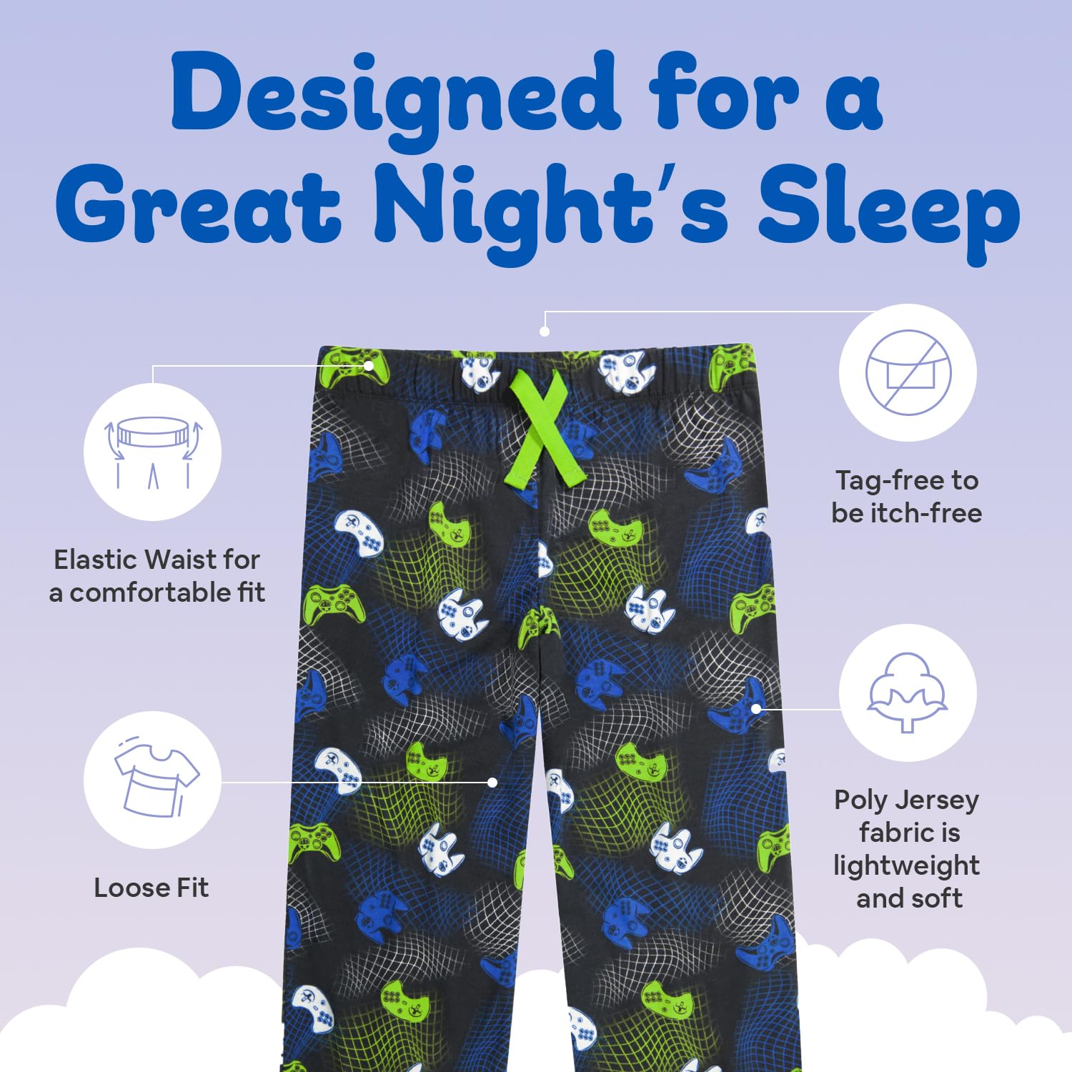 US Angels Boys Pajamas Set, 3-Piece Boys’ Sleepwear Pjs, Loose Fit, Soft, Breathable, Teens and Kids - Size 7-8, 10-12, 14-16