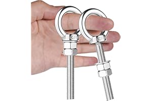 DIHZOKS M10 Shoulder Eye Bolts 2.75"X3/8" Premium Stainless Steel with 2 Nuts and 1 Washer Heavy Duty Eyebolts for Versatile Use 2 Pack