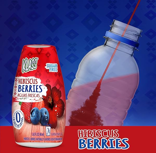 KLASS AGUAS FRESCAS WATER ENHANCERS, HIBISCUS BERRIES, 1.62 OUNCES (PACK OF 12, MAKES 24 SERVINGS EACH)