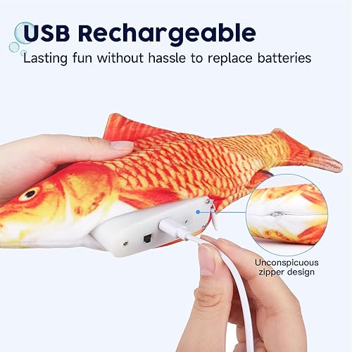 Potaroma Cat Toys Flopping Fish with SilverVine and Catnip, Moving