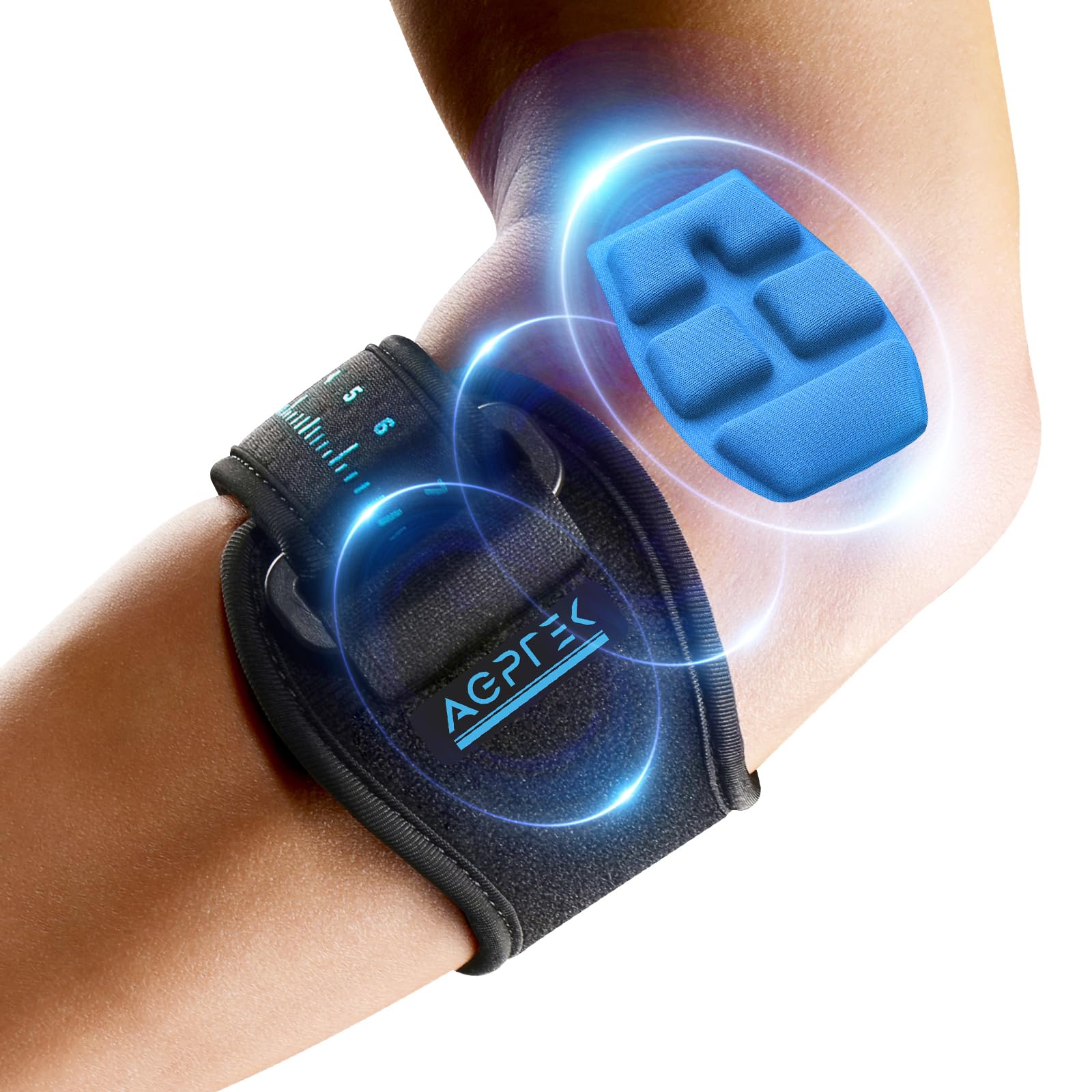 AGPTEK Tennis Elbow Support Strap for Men Women, Adjustable Golfers Elbow Support with Compression Pad for Lateral Epicondylitis Relief, Epiclasp for Sports & Daily Work, 1 Pack