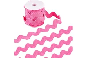 GORGECRAFT 10 Yards 1.5"/37mm Wide Wave Bending Fringe Trim Rick Rack Hot Pink Zig Zag RIC Rac Trim Curved Woven Braided Fabric Webbing Edge Lace Ribbon for Sewing Home Party Wedding Dress Craft