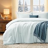 Quataly Full Comforter Sets SkyBlue,3PCS Soft Lightweight Breathable Bedding Comforter Sets for All Season, Full Size(82''×86'' Comforter & 2 Pillowcases)