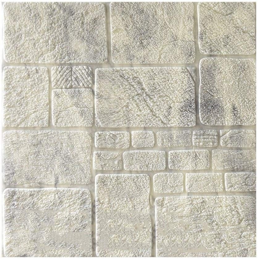 DYFYMXSelf-sticking wallpaper Self-adhesive 3D brick wall sticker 3D 3D brick PE foam wallpaper panel room applique stone decorative relief background Wall cladding (Color : F)