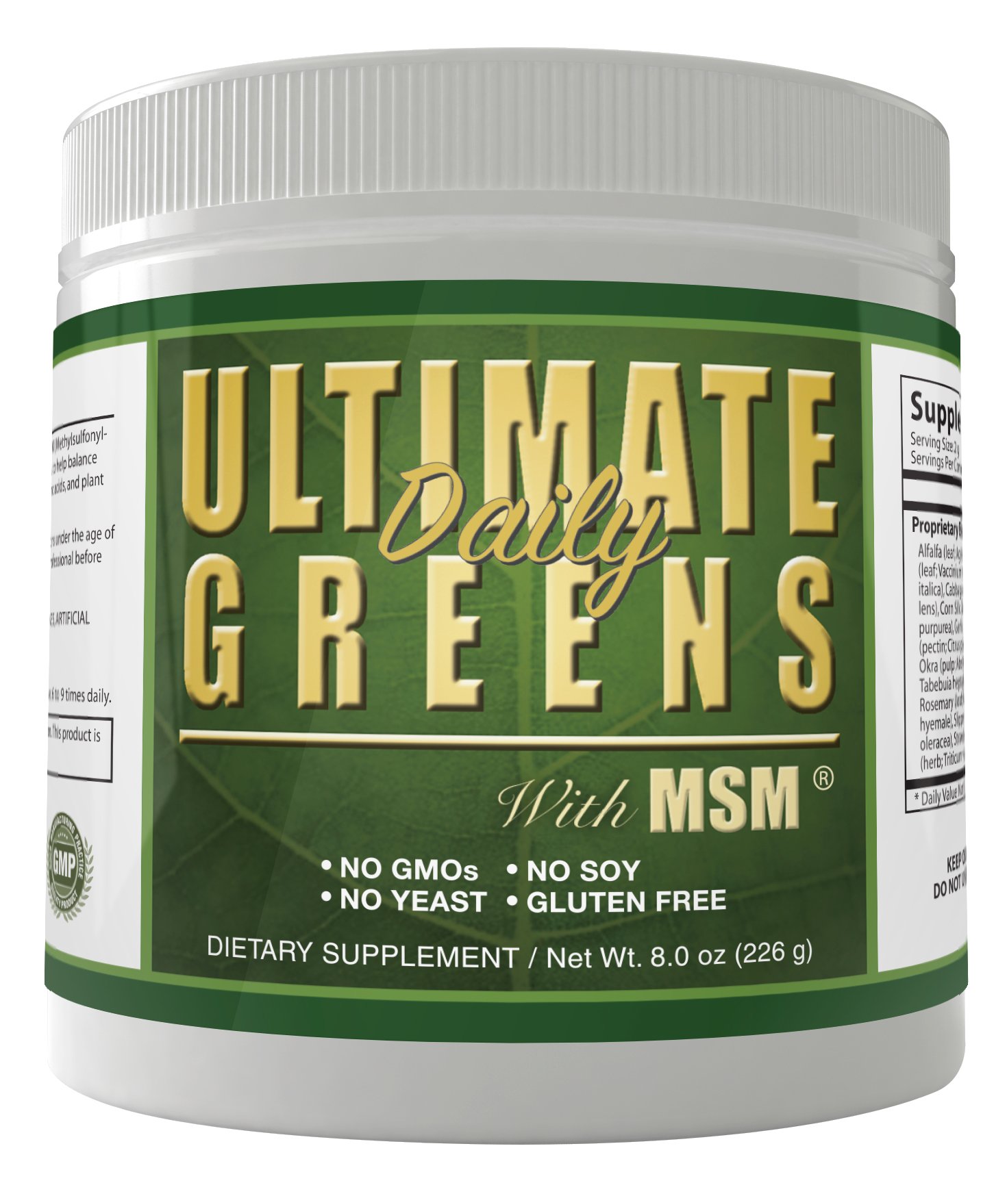Daily Health, Ultimate Greens with MSM Powder, Vegan Friendly Natural Ingredients Gluten Soy