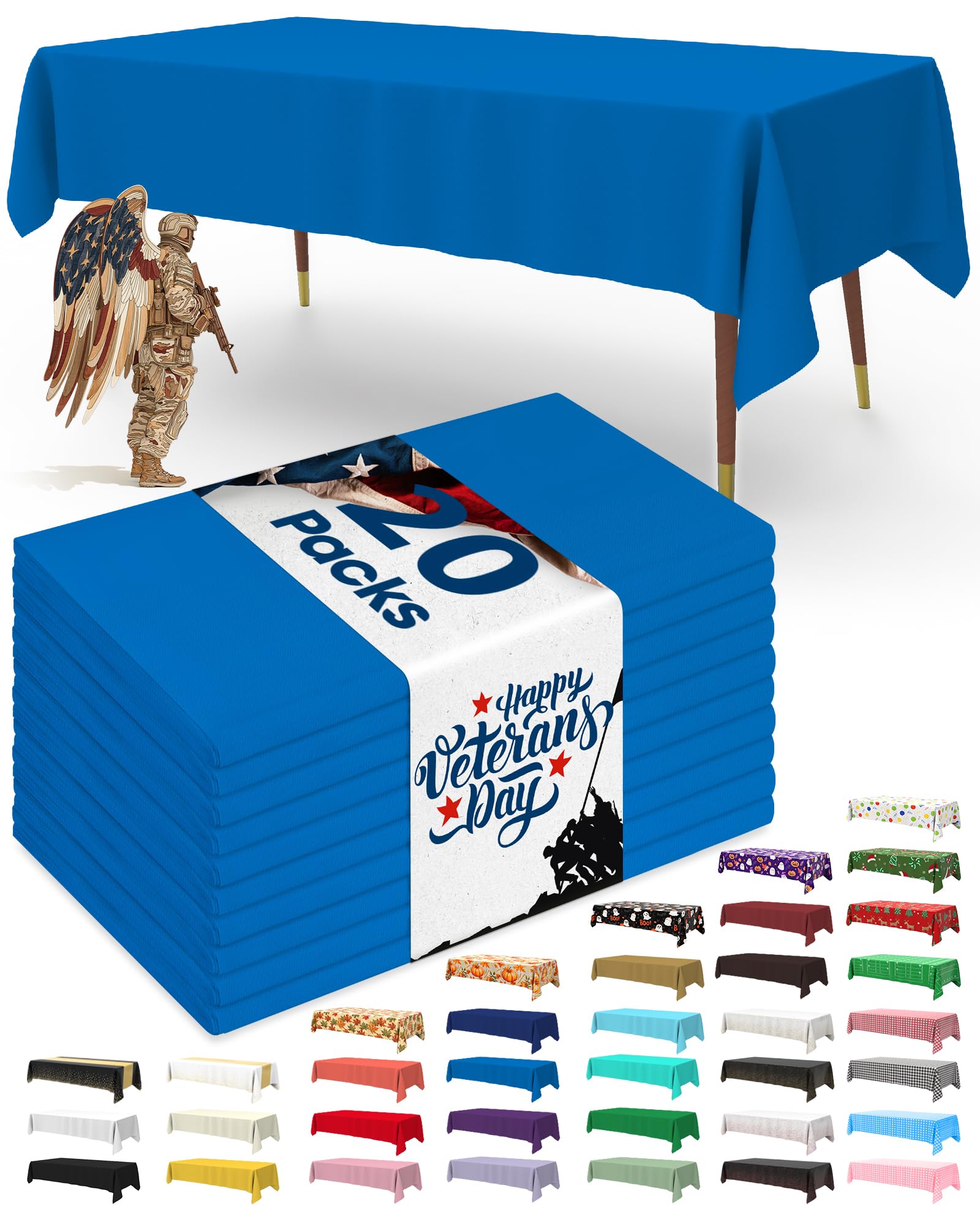 Pureegg Plastic Table Cloth Disposable 20 Pack, 54