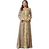 Embroidery Abayas for Women Muslim Moroccan Floral Maxi Kaftan Dress Arabic Islamic Dubai Robe Ramadan Prayer Clothes