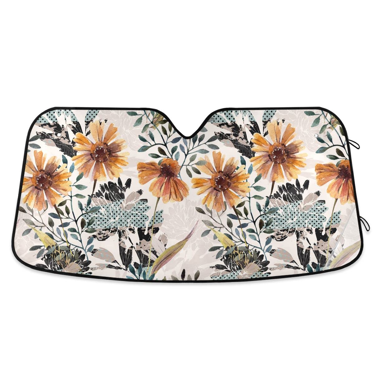 Photo 1 of Car Windshield Sun Shade Foldable, Retro Sunflower Daisy Sun Shade for Car Truck Window Front Windshield, Blocks UV Rays Sun Visor Protector Sun Heat Reflector to Keep Your Vehicle Cool, M
