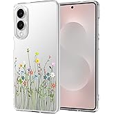 Unov Case for Galaxy S25 Edge Case Clear with Design Soft TPU Shock Absorption Slim Embossed Pattern Protective Back Cover 6.2 inch (Flower Bouquet)