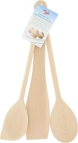 Tala Set of 3 Wooden Cooking Utensils Beech Spatula Spoon Scraper