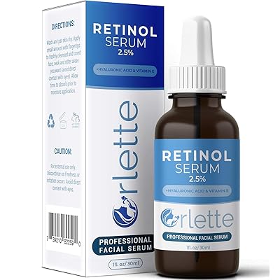 Orlette Retinol Serum 2.5% - Professional Grade Skincare - Vitamin A and E, Hyaluronic Acid - Anti-Aging, Hydrating Skin and Face Moisturizer - Wrinkle, Acne Spot, Pigmentation, Blemish Remover - 30ml