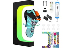 WHDPETS Levitating Sneaker Display, Magnetic Floating Shoe Display Stand with 360° Auto Rotation & LED Light, Levitation Sneaker Holder Rack for Shoes Collector/Advertising Exhibition/Home Decoration, Black