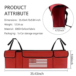 Trunk Organizer for Car,Unique US Flag Backseat Car