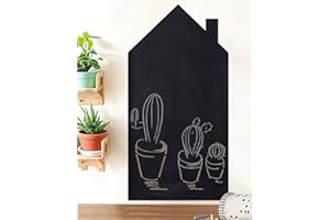 HILIUS Magnetic Wall Decal for Kids, Magnetic Chalkboard Contact Paper for Wall, Playroom Essentials, Includes Dustless Chalks, Chalk Holder, Wipe Cloth, Stickers (Black House, 34.6" x 58.3")