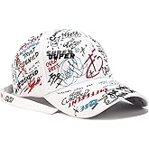 Korean Trendy Printed Adjustable Hip-Hop Cap, Street Graffiti Baseball Cap, Stylish Youth Designer Hat for Men & Women(White)