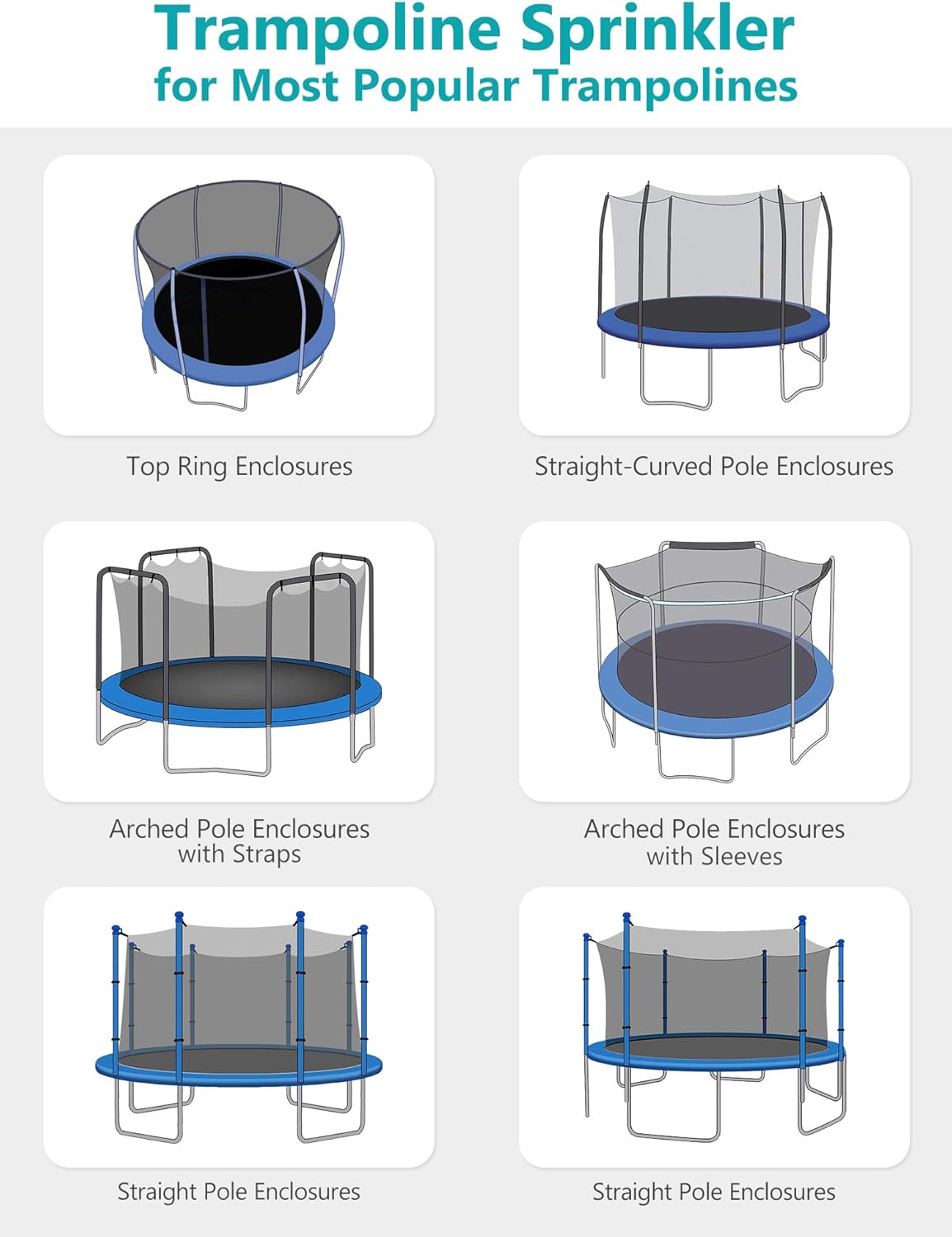 EOX Trampoline Sprinkler, 72Ft Trampoline Water Park Sprinkler Hose Water Sprays Trampoline Water Sprinkler for Kids Cool Down Trampoline Playing in Water Summer Outdoor Water Park Game Sprinkler: Toys & Games