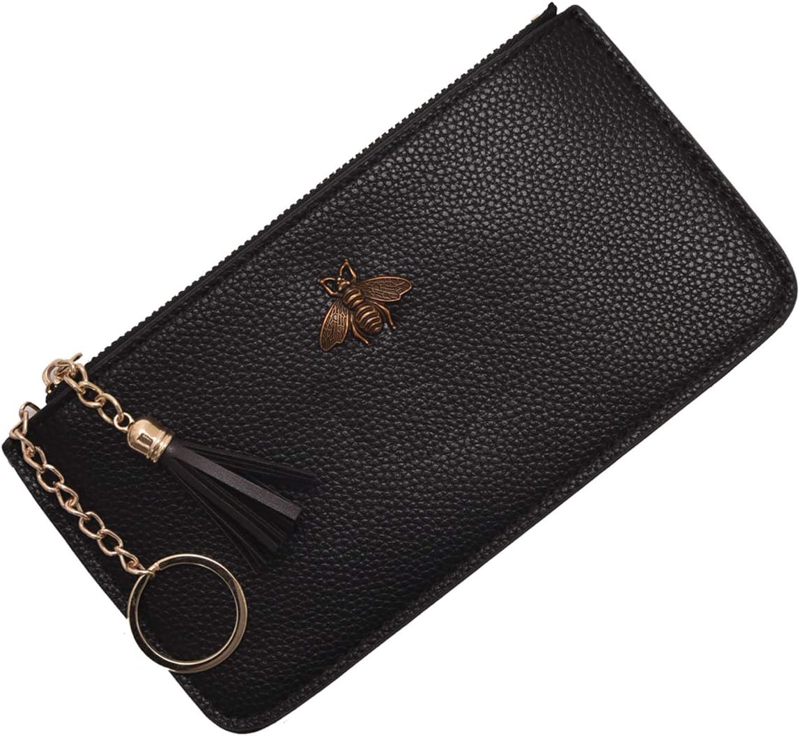 AnnabelZ Women Phone Purse Change Wallet Long Coin Pouch Card Holder Clutch with Key Chain Ring Tassel Zip