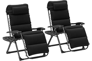 Outsunny Zero Gravity Chairs Set of 2, Reclining Folding Zero Gravity Lounge Chair, Outdoor Lounge Chairs with Removable Cush