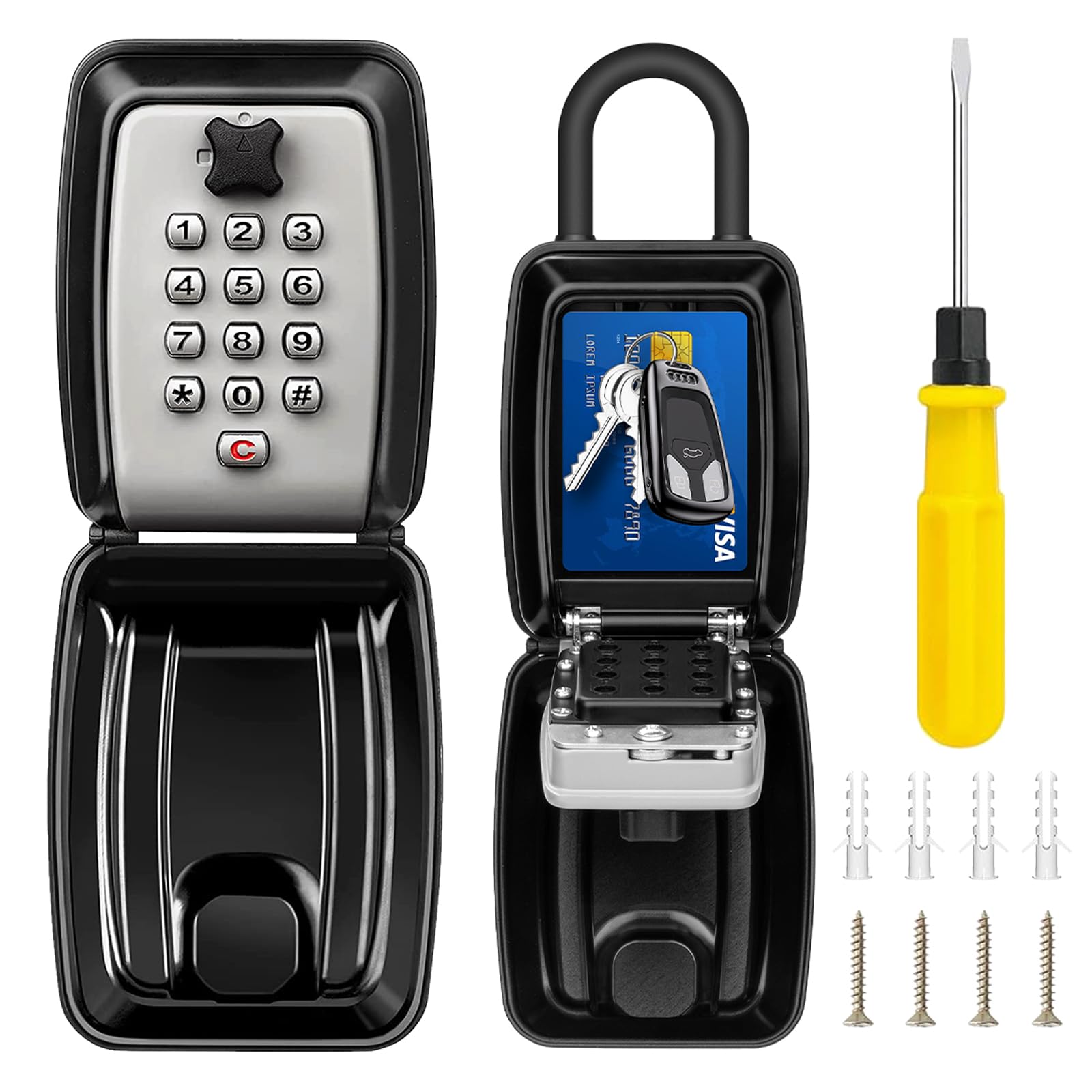 ENONEO Key Lock Box Combination Padlock Outdoor Key Safe Police Approved Lockbox Key Storage Lock Box Large Key Cabinet Waterproof Key Padlock Safe for Home Office Garage School Gym