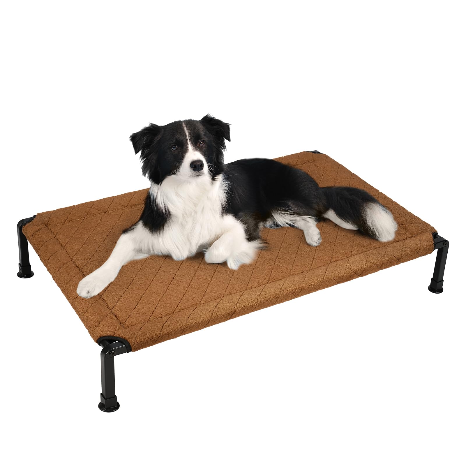Photo 1 of Veehoo Soft Plush Elevated Dog Bed, Raised Dog Beds with Heavy Duty Frame, Non-Slip Silicon Feet, Washable & Breathable Pet Cot for Indoor or Outdoor Use, 41" x 27", Brown, CWC2432A
