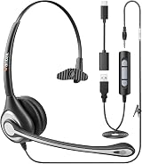 Wantek USB Wired Headset One-Ear Noise Cancellation Mic with 3.5mm Jack