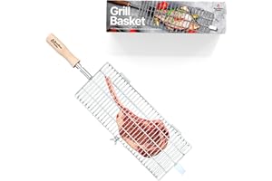 Brazilian Flame Stainless Steel Flat Basket Barbecue Net Tube Wire Mesh Grill Basket, Rolling Grilling Tool for Vegetables, BBQ Accessories Portable Outdoor Camping Picnic Cookware