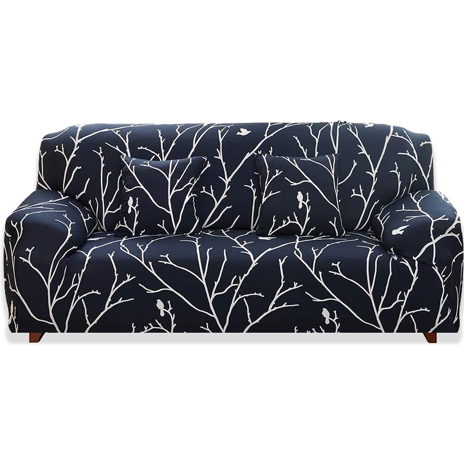 Teynewer 1-Piece Fit Stretch Sofa Cover, Sofa Slipcover Elastic Fabric Printed Pattern Chair Loveseat Couch Settee Sofa Covers Universal Fitted Furniture Cover Protector (1 Seater, #Bird) — image 1