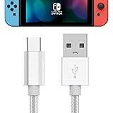 TALK WORKS USB C Charger Cable for Nintendo Switch / Lite & Pro Controller - 6ft Nylon Braided USB Type C Charging Cable - Si