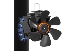 TITECK Wood Stove Fan with Magnet: Fireplace Fan for Wood Burning Stoves, Heat Powered Pipe Fireplace Fan Quiet Warm Air Circulation for Log Burner/Camping Hot Tent Stove (Stick on Chimney Tube, 6-Blades)
