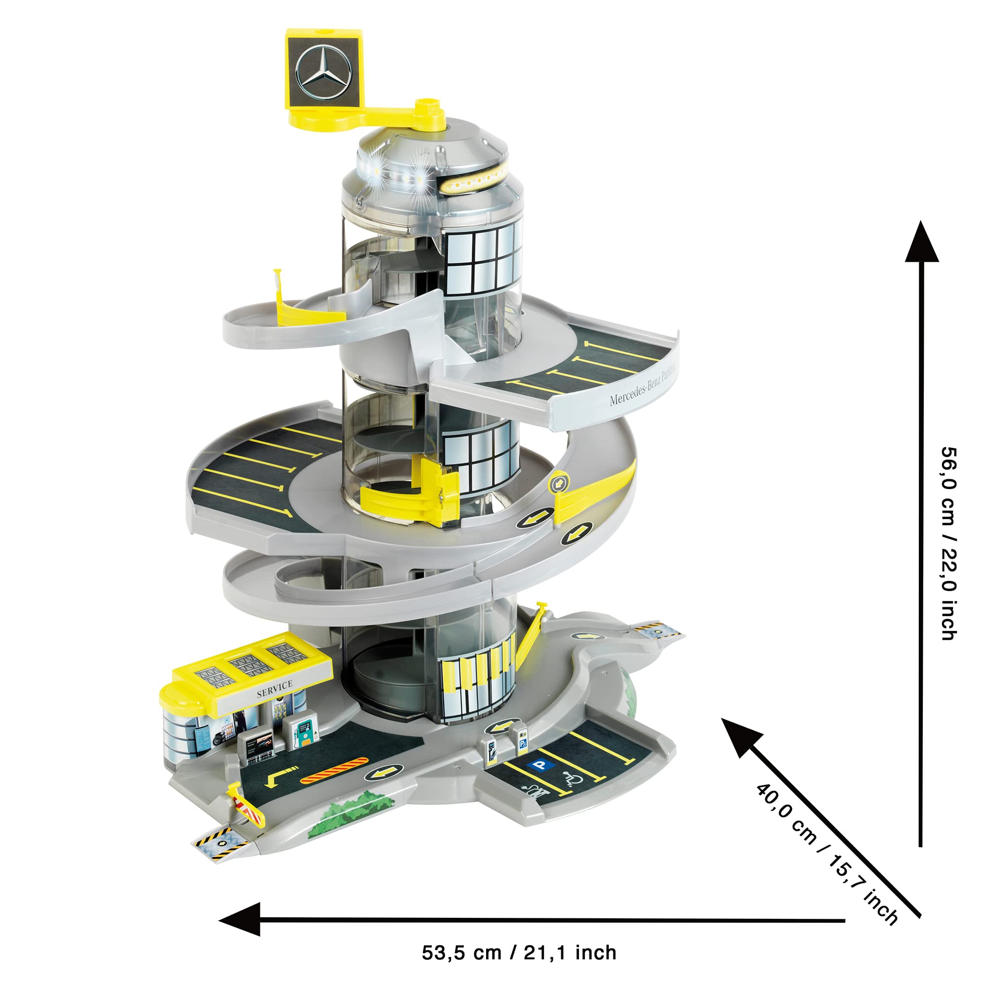 Mercedes-Benz: Electric Car Park - Theo Klein, Electronic Parking Garage with Helix Elevator, Light & Sound, Includes 2 Toy Cars, Departure Ramp with Switches, Officially Licensed, Ages 3+