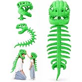 Sachie Dinosaur Skeleton Costume for Kids, Dinosaur Toys for Kids 5-7 3-5 | 3D Dino Realistic Spinosaurus Cozy Plush with Skull & Spine,Themed Cosplay Props for Halloween & Parties （Black）